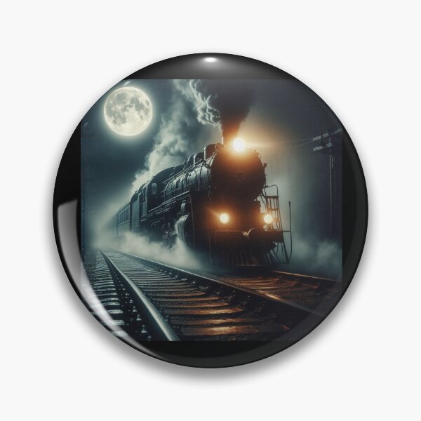 Item preview, Midnight on the Orient Express, train, trains, Halloween, full moon, locomotives,vintage trains, mysterious, unique, train art, images of trains, pictures of trans, spooky, night designed and sold by Halifaxartguy.