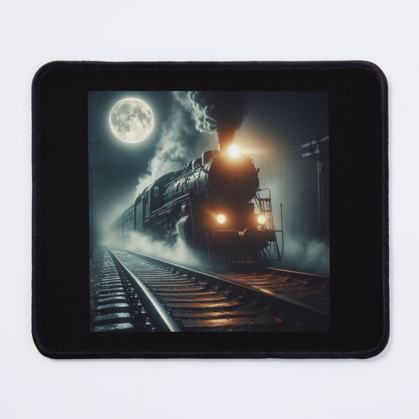 Item preview, Midnight on the Orient Express, train, trains, Halloween, full moon, locomotives,vintage trains, mysterious, unique, train art, images of trains, pictures of trans, spooky, night designed and sold by Halifaxartguy.