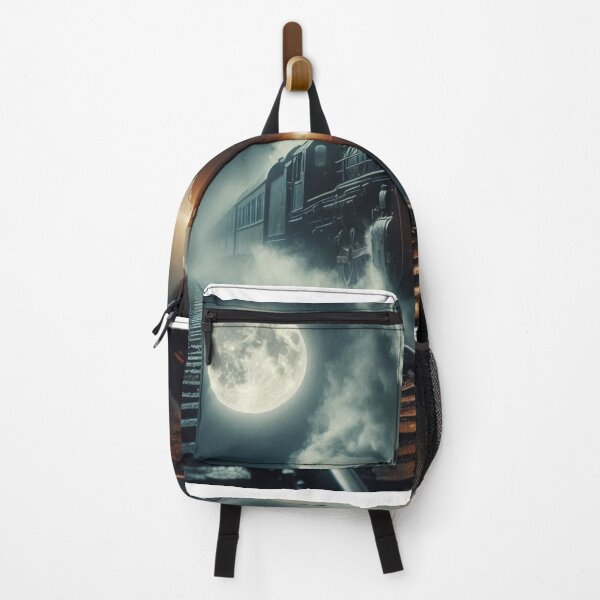 Item preview, Midnight on the Orient Express, train, trains, Halloween, full moon, locomotives,vintage trains, mysterious, unique, train art, images of trains, pictures of trans, spooky, night designed and sold by Halifaxartguy.