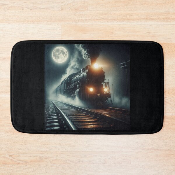 Item preview, Midnight on the Orient Express, train, trains, Halloween, full moon, locomotives,vintage trains, mysterious, unique, train art, images of trains, pictures of trans, spooky, night designed and sold by Halifaxartguy.