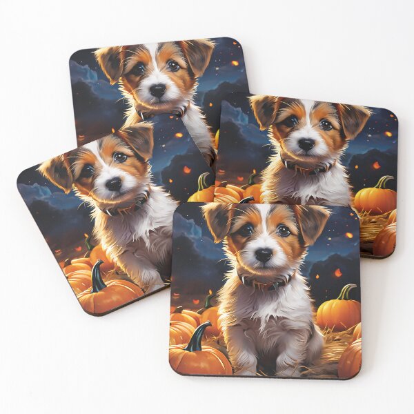 Item preview, Parson Jack Russel puppy in pumpkin field designed and sold by Mianku | Für das Leben.
