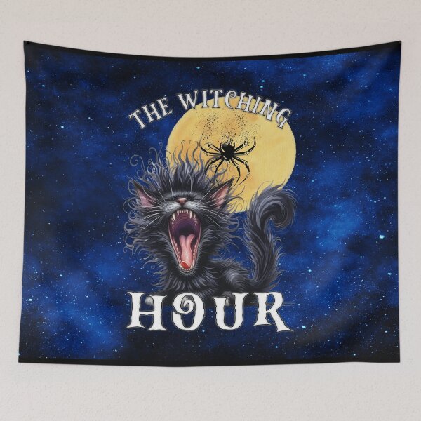 Item preview, The Witching Hour Enchanted Kitten under the Full Moon designed and sold by MysticOzzy.