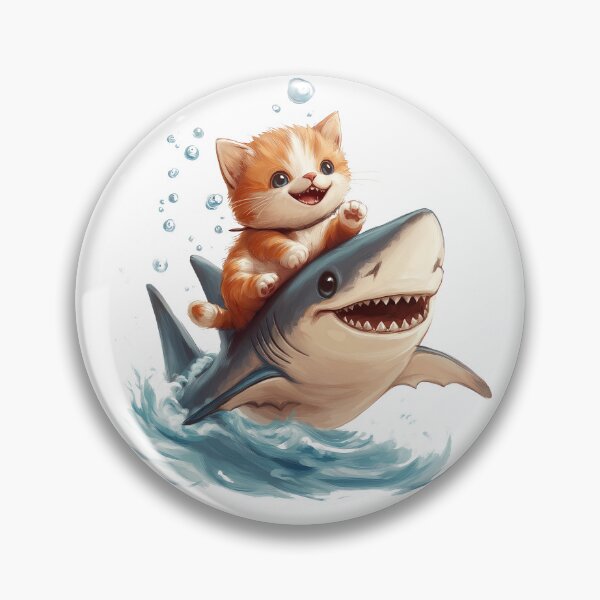 Item preview, Cat Riding Shark  designed and sold by TeeTemptation.