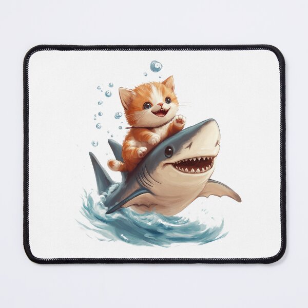 Item preview, Cat Riding Shark designed and sold by TeeTemptation.