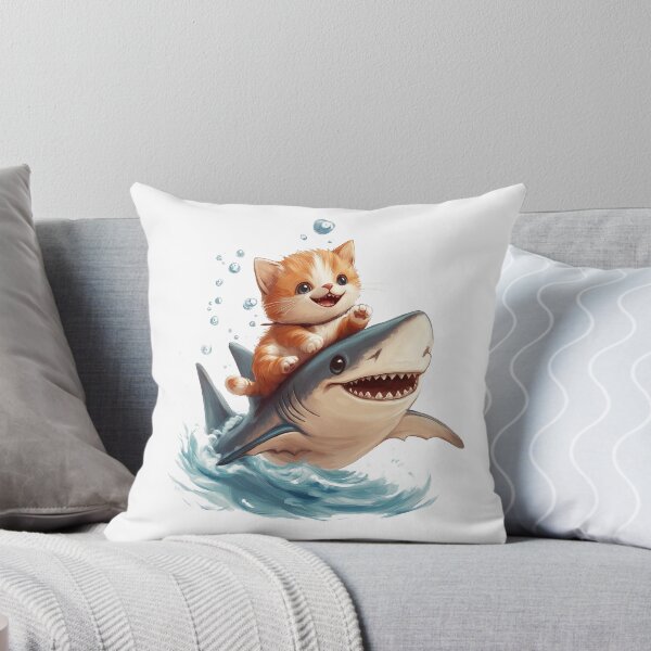 Item preview, Cat Riding Shark  designed and sold by TeeTemptation.