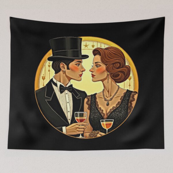 Item preview, Elegant couple at high society gala designed and sold by artwaves.