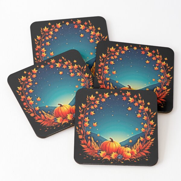 Item preview, Autumn Night with Pumpkins and Leaves designed and sold by artwaves.