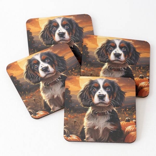 Item preview, English Springer Spaniel puppy in pumpkin patch designed and sold by Mianku | Für das Leben.