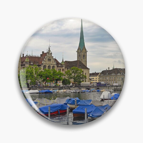 Item preview, Zurich view from the river Limmat with the view of St. Peter and Fraumunster church clock towers.  designed and sold by goceris.