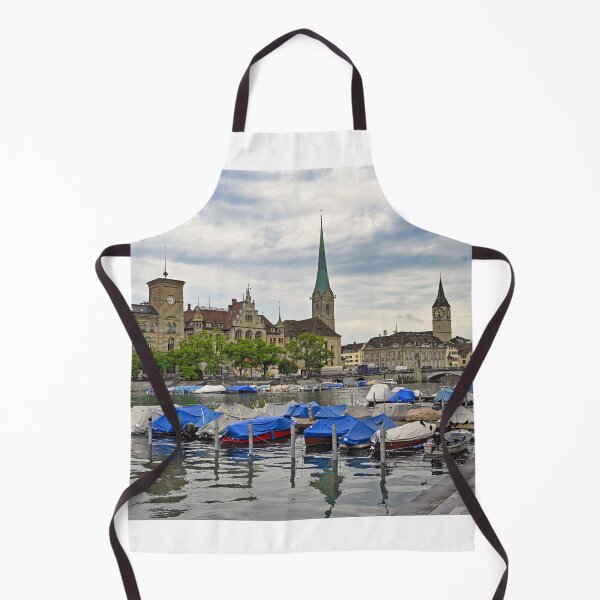 Item preview, Zurich view from the river Limmat with the view of St. Peter and Fraumunster church clock towers. designed and sold by goceris.