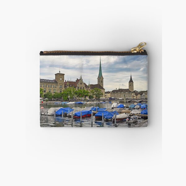 Item preview, Zurich view from the river Limmat with the view of St. Peter and Fraumunster church clock towers.  designed and sold by goceris.