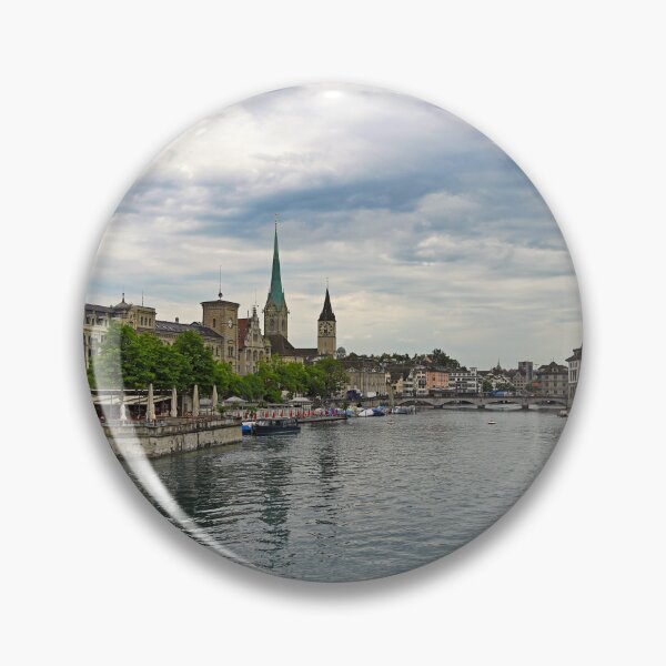 Item preview, Zurich old town view from the river area with the view of Grossmunster,Fraumunster and St.Peter church clock towers.  designed and sold by goceris.