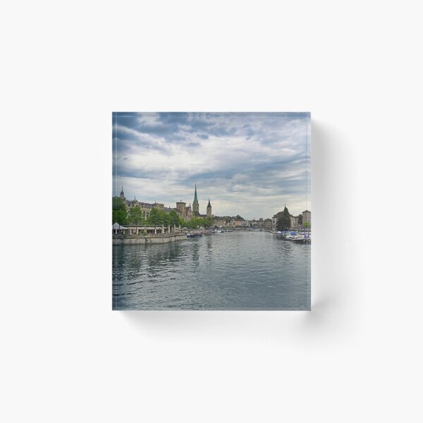 Item preview, Zurich old town view from the river area with the view of Grossmunster,Fraumunster and St.Peter church clock towers.  designed and sold by goceris.