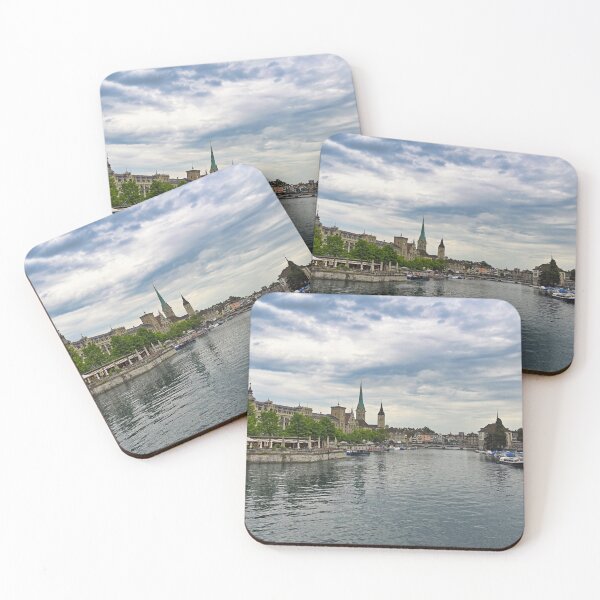 Item preview, Zurich old town view from the river area with the view of Grossmunster,Fraumunster and St.Peter church clock towers.  designed and sold by goceris.