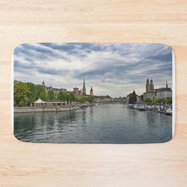 Item preview, Zurich old town view from the river area with the view of Grossmunster,Fraumunster and St.Peter church clock towers.  designed and sold by goceris.