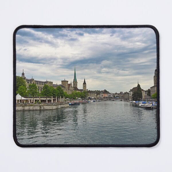 Item preview, Zurich old town view from the river area with the view of Grossmunster,Fraumunster and St.Peter church clock towers. designed and sold by goceris.