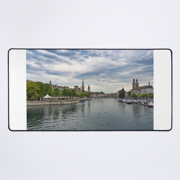 Item preview, Zurich old town view from the river area with the view of Grossmunster,Fraumunster and St.Peter church clock towers.  designed and sold by goceris.
