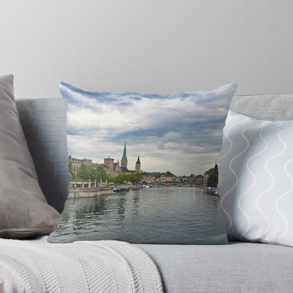Item preview, Zurich old town view from the river area with the view of Grossmunster,Fraumunster and St.Peter church clock towers.  designed and sold by goceris.