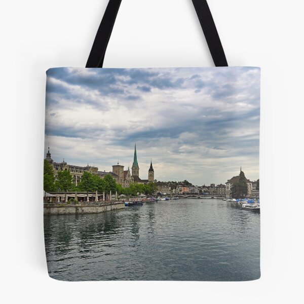 Item preview, Zurich old town view from the river area with the view of Grossmunster,Fraumunster and St.Peter church clock towers.  designed and sold by goceris.