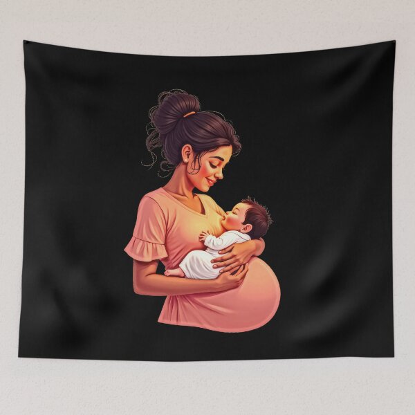 Item preview, Mother Cradling Newborn in Loving Embrace designed and sold by artwaves.