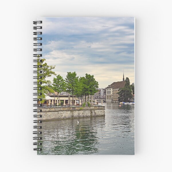 Item preview, Zurich old town view from the river area with the view of Grossmunster church clock tower designed and sold by goceris.