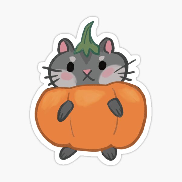 Hamster with Pumpkin halloween costume Sticker