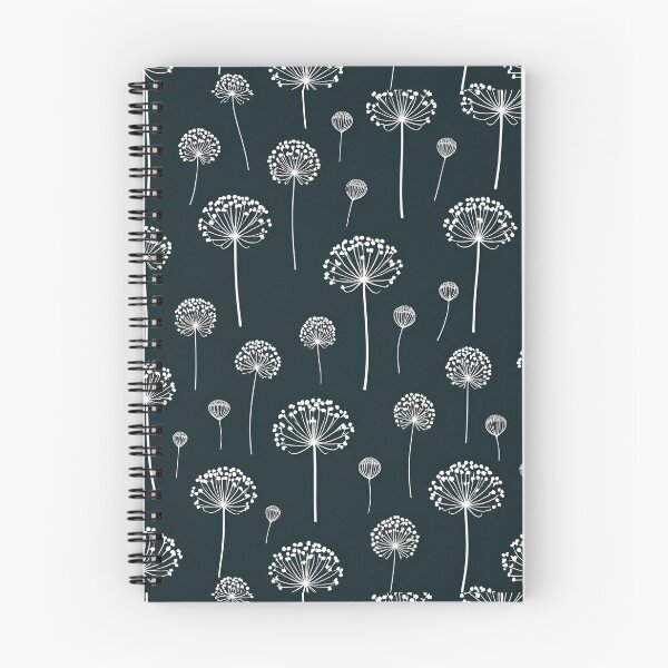 Item preview, Seed pods giant hogweed pattern dark grey white illustration minimal plant gift  designed and sold by cheekylorns.