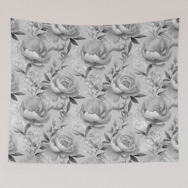 Item preview, Peonía Floral Babys Breath Gris designed and sold by Laura DeCamp.