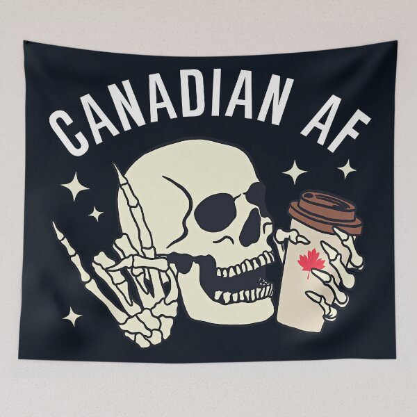 Item preview, Canada Day Skeleton Canadian AF Funny Skeleton Coffee designed and sold by HowToCanadian.