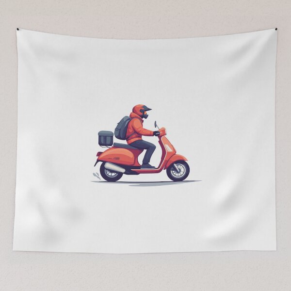 Item preview, Minimalistic Delivery boy on a scooter designed and sold by Sketch-Shack.