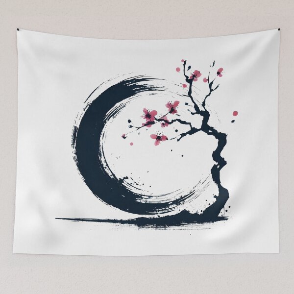 Item preview, Zen Enso circle with sakura japanese designed and sold by goodday Japan.