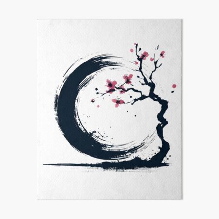 Aperçu de l'œuvre Cercle Zen Enso avec sakura japonais créée et vendue par goodday Japan.