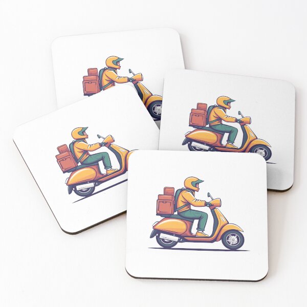 Item preview, Minimalistic Delivery boy on a scooter designed and sold by Sketch-Shack.