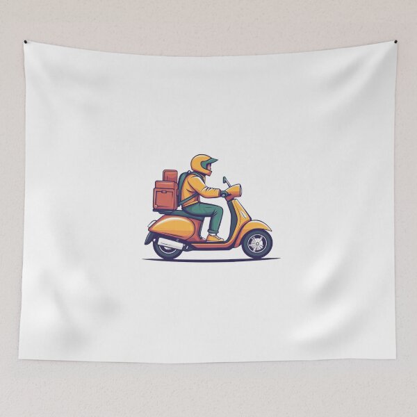 Item preview, Minimalistic Delivery boy on a scooter designed and sold by Sketch-Shack.