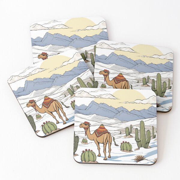 Item preview, Camel hikinh through snow cactus mountains designed and sold by katgosnice.