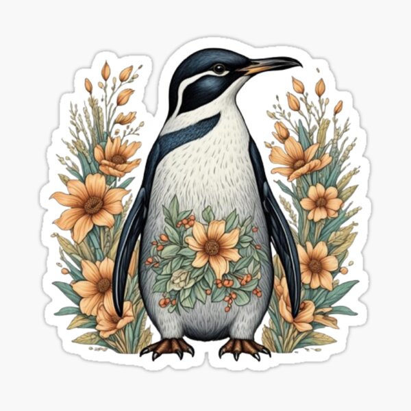 Floral Penguin Sticker