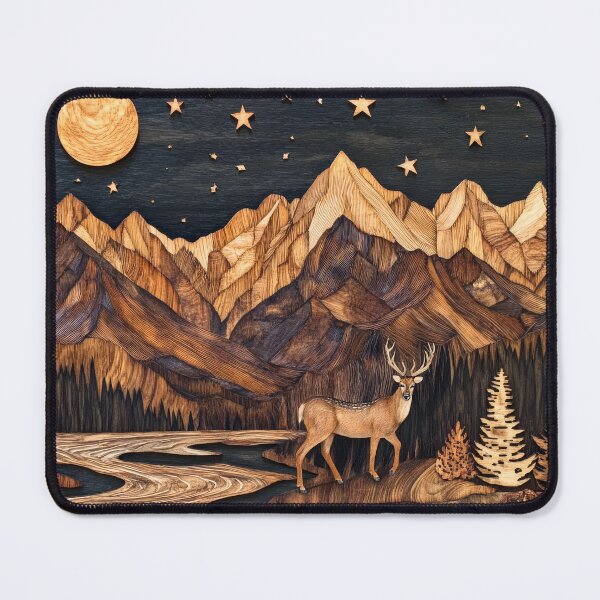 Item preview, Starry Night Over Majestic Mountains – Woodcarving Art designed and sold by MargaretWiktor.