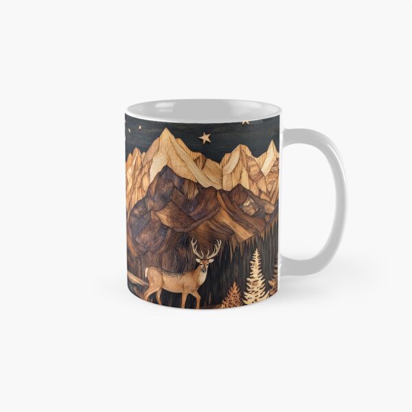 Item preview, Starry Night Over Majestic Mountains – Woodcarving Art designed and sold by MargaretWiktor.