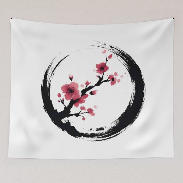 Item preview, Zen Enso circle with cherry blossom japanese designed and sold by goodday Japan.