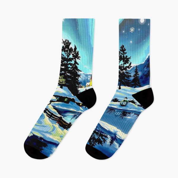 Item preview, Winter's Quiet Waltz: Cabin, Church & Auroral Dance designed and sold by PanoramaPrints.