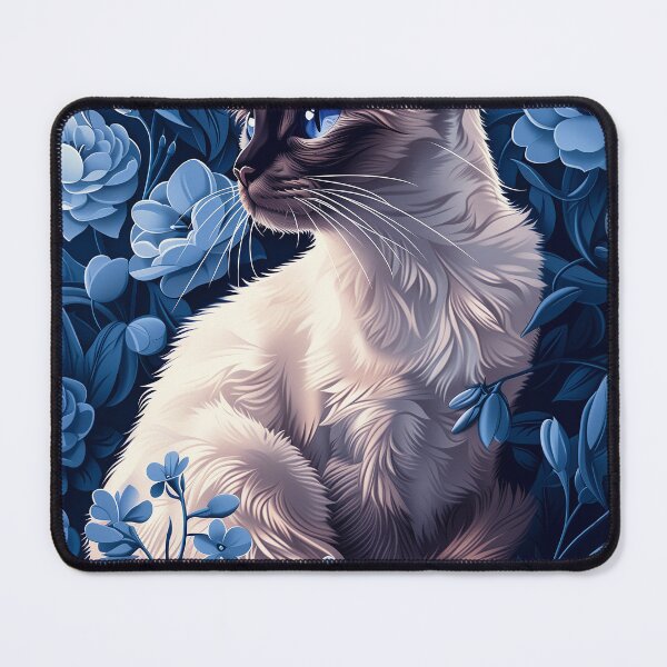 Item preview, Siamese Cat in Blue Flowers designed and sold by PetsArt.