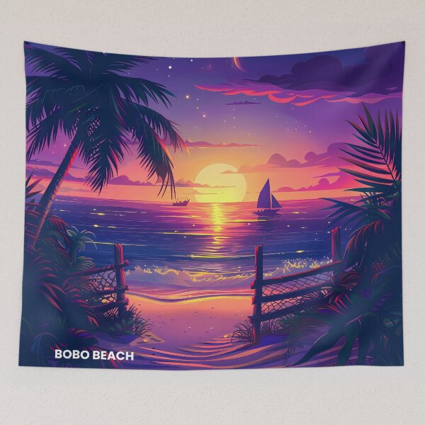 Item preview, Serene Sunset with Palm Tree – BoBo Beach Illustration designed and sold by Oojah's Place.