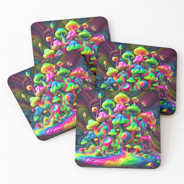 Item preview, Neon Mushroom Trip – Psychedelic Fungi Fantasy designed and sold by SHHCreations.
