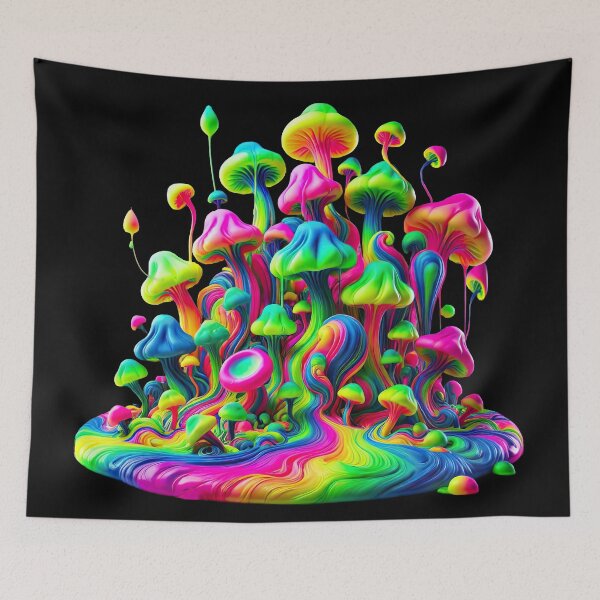 Item preview, Neon Mushroom Trip – Psychedelic Fungi Fantasy designed and sold by SHHCreations.