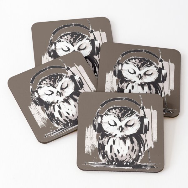 Item preview, Chill Owl Vibing with Headset and Closed Eyes designed and sold by Slick-Waffles.
