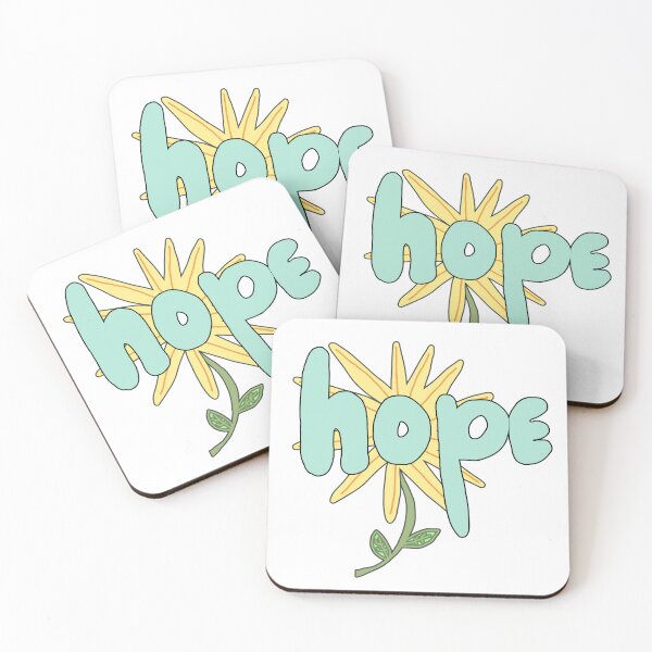 Item preview, hope in bubble letters with a yellow flower designed and sold by RepeatCandy.