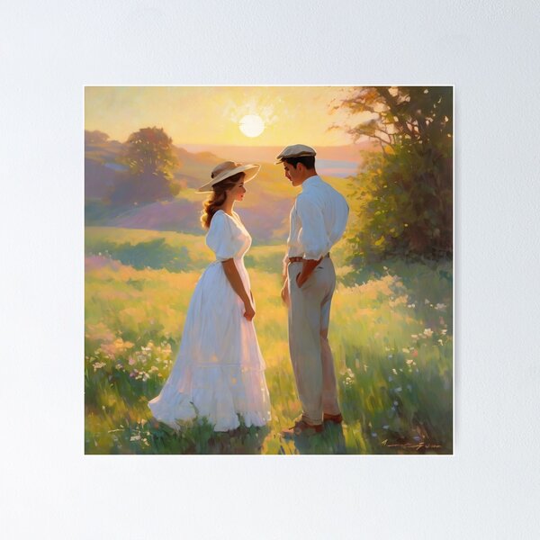 Item preview, Young lovers under the setting sun designed and sold by MoodyFrames.