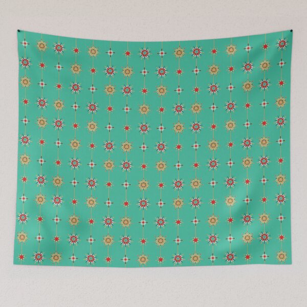 Item preview, Retro Modern String of Christmas Star Baubles on Jade Green designed and sold by scome.