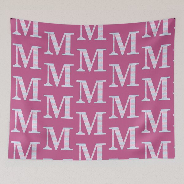Item preview, Letter M Blue And Pink Dots And Dashes Monogram Initial designed and sold by theartofvikki.