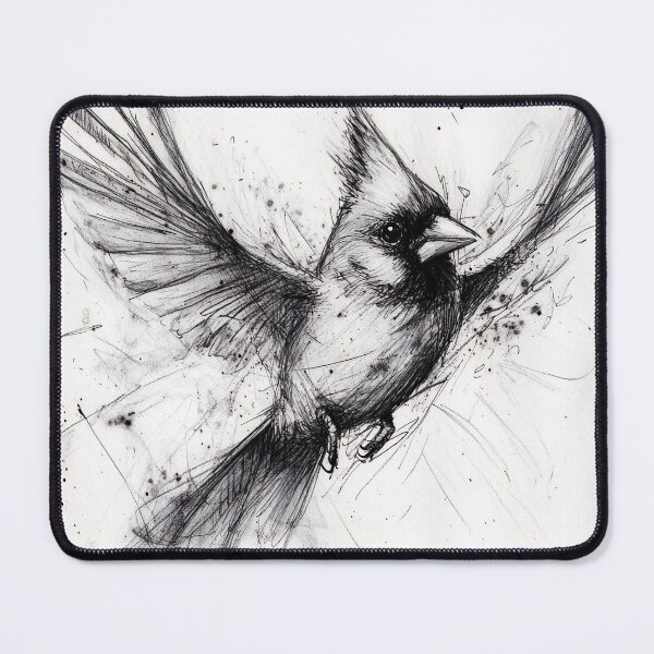 Item preview, Black and White Cardinal Pencil Drawing designed and sold by Pencil-Art.